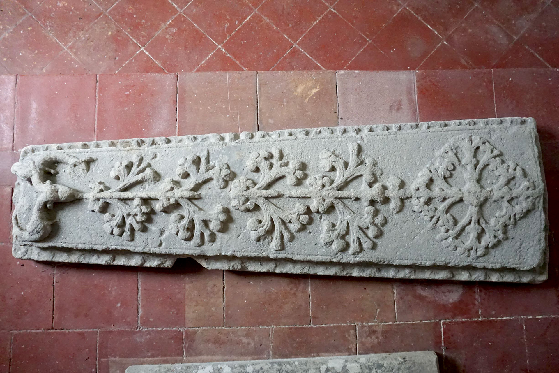 larger of the medieval tombstones at Fordham church