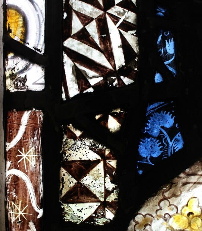 Stained glass fragments from a church window