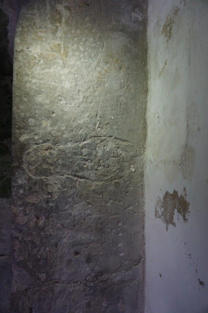 shoe graffiti at St Mary's, Caldecote